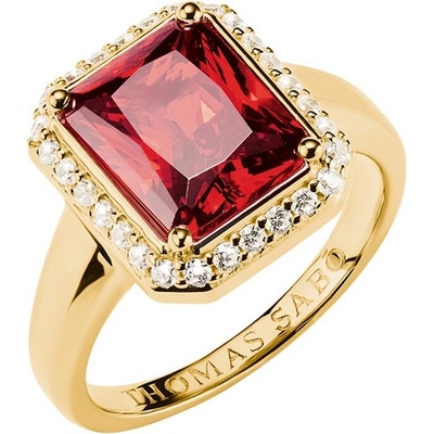 Thomas Sabo TR2508 414 10 Ring with red octagon stone Elyndra Gold plated Ladies
