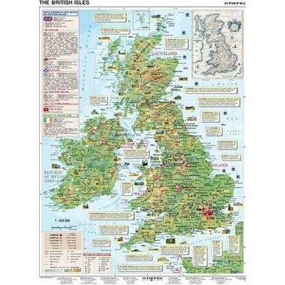 Fyzická mapa Veľká Británia Stiefel