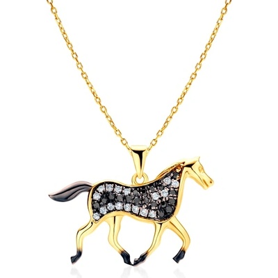 SAVICKI колие с кон: злато. диаманти. черни диаманти