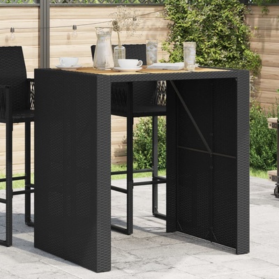 vidaXL Градинска бар маса с плот акация черно 105x80x110 см полиратан (368696)