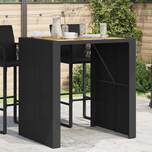 vidaXL Градинска бар маса с плот акация черно 105x80x110 см полиратан (368696)