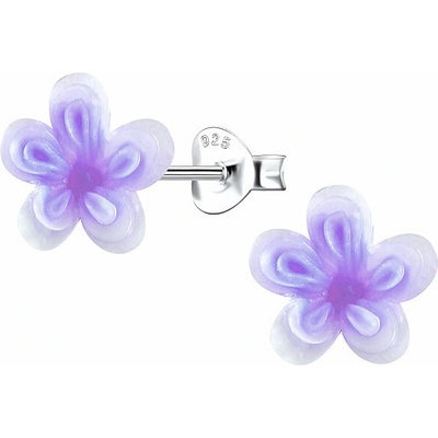 Nefertitis 34516 Stříbrné náušnice pecky Fialový květ NF64791 9 mm 0,54 g