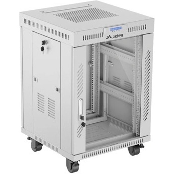 Lanberg rack cabinet 19" free-standing 15U/600x600 (flat pack) with glass door lcd grey v2 (FF01-6615-12SL)