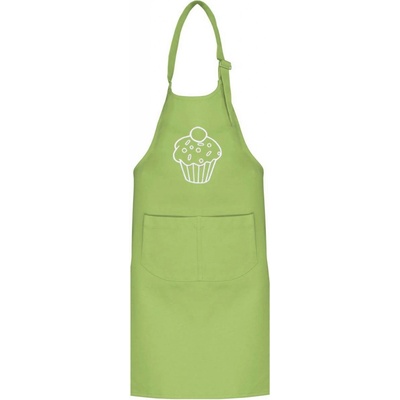 Zelenáčky Dětská kuchyňská zástěra s výšivkou Muffin limetka zelená