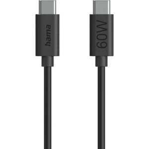 Hama Кабел HAMA-86446, от USB-C(м) към USB-C(м), 1.2m, 60W, черен (HAMA-86446)