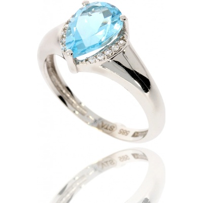 Zlatnictví Helios prsten s modrým zirkonem B 44124