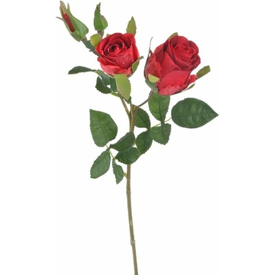 Umělá textilní růže s poupaty - červená 40 cm