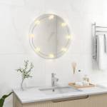 vidaXL Стенно огледало с LED лампи, кръгло, стъкло (3078641)