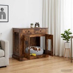 vidaXL Мебели за кучешка клетка Опушен дъб 90 x 47, 5 x 80 см (8014775)