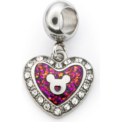 Bruno Visací přívěsek SRDCE MICKEY s kamínky RŮŽOVÝ S4305