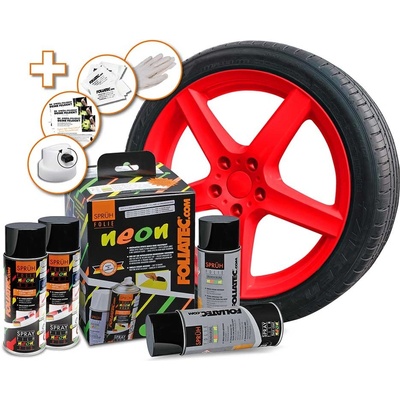 Foliatec Spray film - tekutá guma červená NEON 4x400ml sada