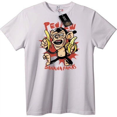 NOONEBRAND Тениска Пиу Пиу Банан Факас - 2XL, White