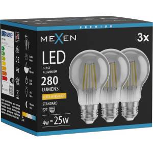 Mexen Vintis 3x LED филамент крушка E27, A60, 4W, Топла - 2200K, 280 lm, димна - L150-E27-0422-70x03 (L150-E27-0422-70x03)