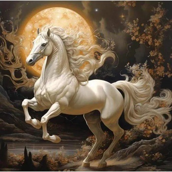 Norimpex - Puzzle Diamant painting: White horse with moon 30x40cm - 1 - 39 piese