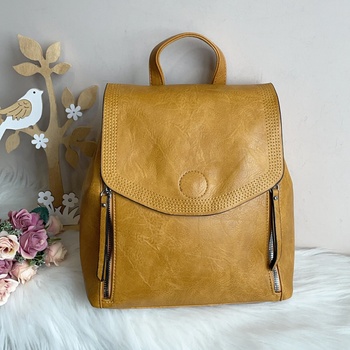 Image 1 of Кожена Жълта Раница Модел-7416