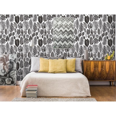 DIMEX ART Луксозна флизелинова тапета черно-бели листа