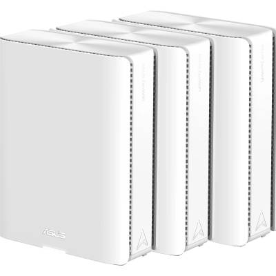 Mesh WiFi system, ZenWiFi BQ16 3PK, BE25000, Quad-Band, up to 1000m2, Quad-Core 2.6GHz CPU, 256MB/2GB Flash/RAM, 10G dual-port, Smart Home Master SSIDs, AiProtection Pro, Adaptive QoS, VPN server/ (90IG08K0-MO3N4V)