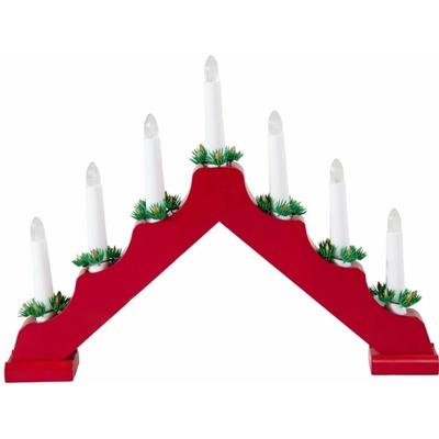 HOMESTYLING Drevený svietnik s 7 LED diódami, 390 × 50 × 290 mm, červený