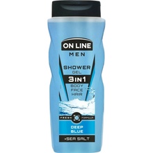 On Line Men Deep Blue pánsky sprchový gél 3v1, 410 ml
