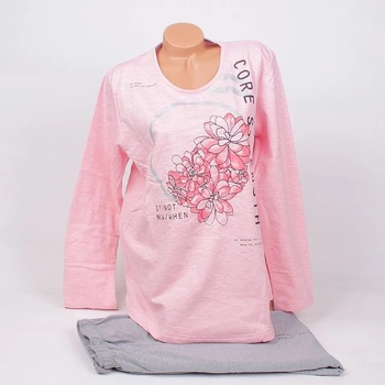 Image 1 of Ватирана макси пижама в розово и сиво с цветя