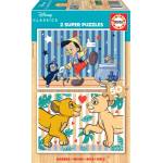 Educa - Puzzle 2x50 Disney Classics: Leví kráľ, Pinokio - 100 piese