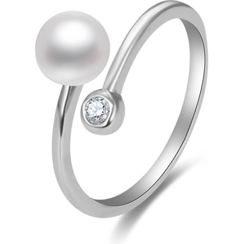 Beneto otevřený stříbrný s pravou perlou a zirkonem AGG469P