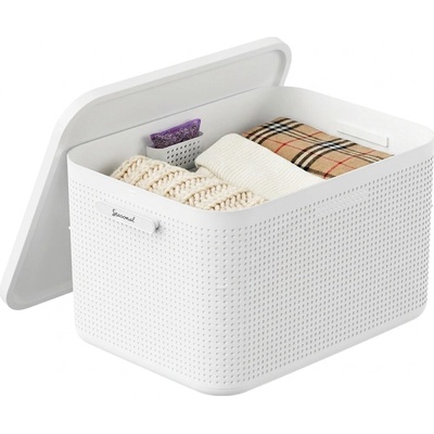 Rotho Úložný box do skříně s víkem a přihrádkou na levanduli, šatní organizér LISORA L, 50 × 35,6 × 28,2 cm