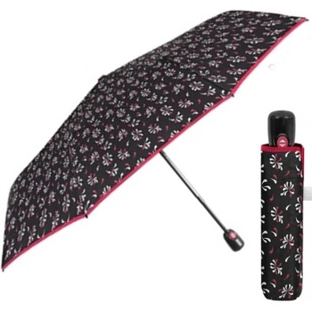 Дамски сгъваем автоматичен Open-Close чадър Perletti Time 26424, Черен/Бордо кант