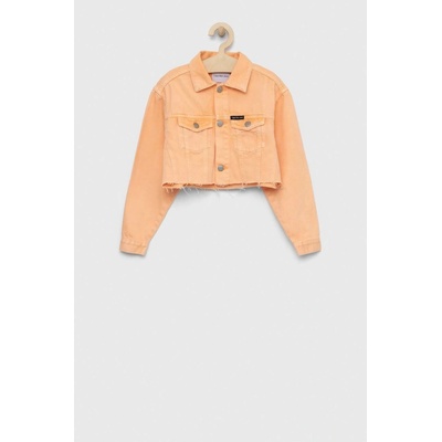Calvin Klein Jeans Detská rifľová bunda oranžová