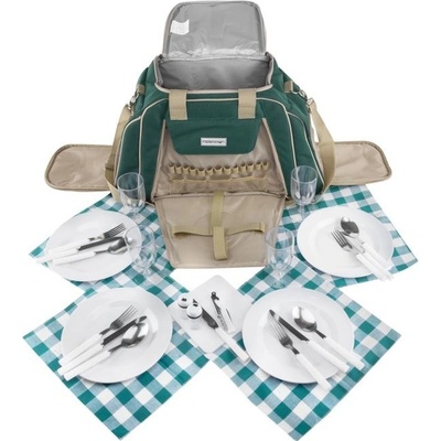 anndora Pikniková taška s 29 kusmi príslušenstva a s chladiacou priehradkou Zelená