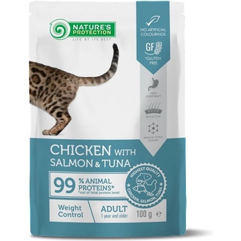 Image 1 of Nature's Protection Weight Control Adult Cats Chicken, Salmon and Tuna пауч за котки за контрол на теглото 100gr