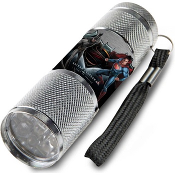Euroswan Dětská hliníková LED baterka Batman vs. Superman šedá Alu 9x2,5 cm