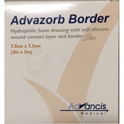 Advazorb Border krytie na rany samopriľnavé atraumatické 7,5 x 7,5 cm 10 ks