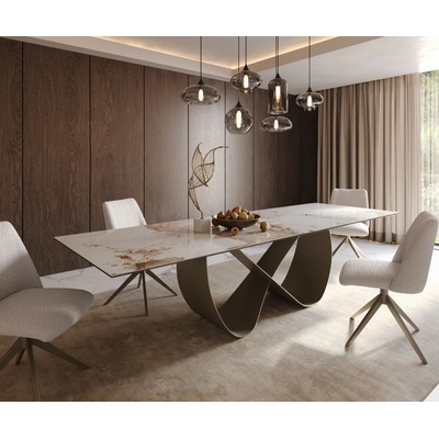 DELIFE Jídelní stůl Edge 300 x 100 cm keramika Minas Melange bílo-béžová Infinity titanová