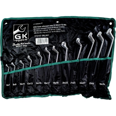 GK Tools sada očkových klíčů vyhnutých chrom 12 dílů 6-32 mm P16833/P