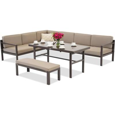 Garden Point Porto Comida 5 ъглов комплект за сядане с пейка бронз Garden Point (GAP307-COM5L)