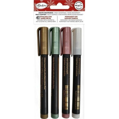 Aladine 85529 Sada permanentních fixů Metallic Colors 4 ks