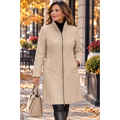 Max Original Leather Dámsky kožený kabát STYLE-129 ivory