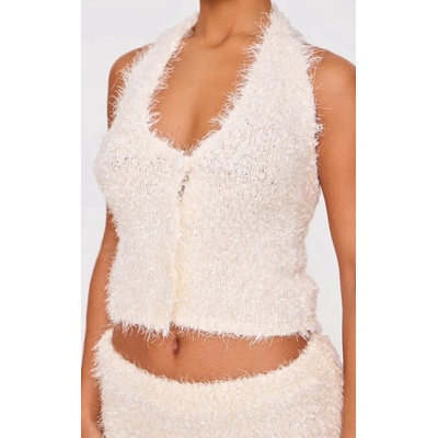Prettylittlething dámsky top biely s otvoreným chrbtom