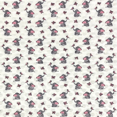 Minky s 3D puntíky bílé, slůňata, š.140