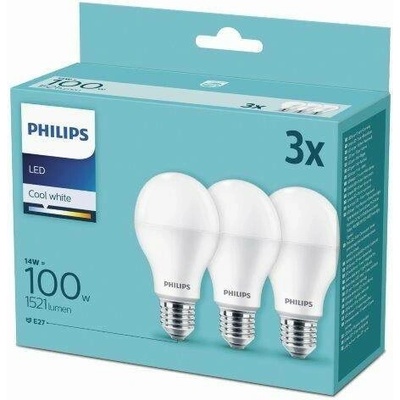 Philips 3x LED žárovka 1x14W E27 1521lm 4000K -triple pack klasik žárovka LED , 14W, E27, neutrální bílá 3ks