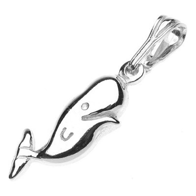 Šperky eshop Stříbrný přívěsek 925 lesklá, usmívající se velryba T9.9