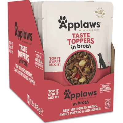 Applaws Taste Toppers in Broth hovädzie so zelenými fazuľkami, batátmi a červenou paprikou 24 x 85 g