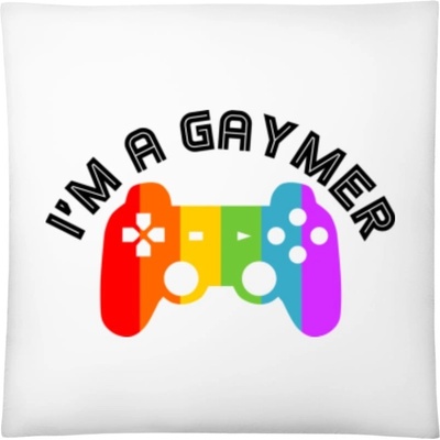 Darčeky PrintEQ Štvorcový Vankúš Nápis Im a gaymer Biela 40x40