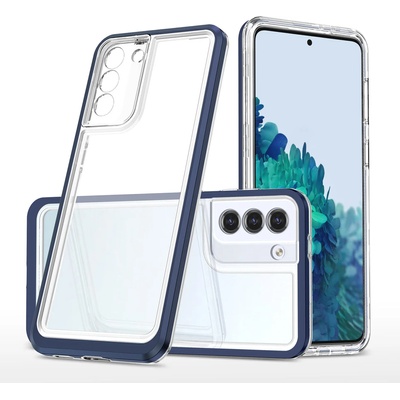 HQWear Прозрачен кейс 3в1 за Samsung Galaxy S21 5G с гел рамка, син (KXG0029931)