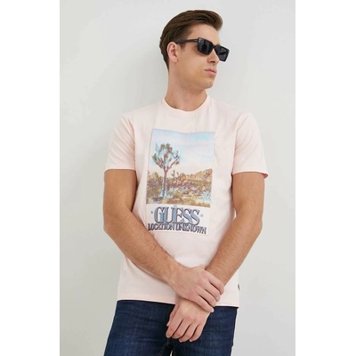 Guess Памучна тениска Guess В розово с принт (M3GI74.KA260)