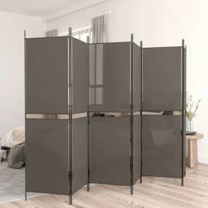 vidaXL Параван за стая, 6 панела, антрацит, 300x180 cм, текстил (350224)