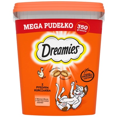 Dreamies Mega Box 350 g - допълнителна храна за възрастни котки, с вкусно пилешко месо