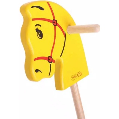 Kůň na tyči Bigjigs Toys žlutý dřevěný – Zboží Dáma