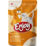 Enjoy Cat Adult Pouch Chicken in Gravy 85gr - Беззърнен пауч с пилешко месо 85гр